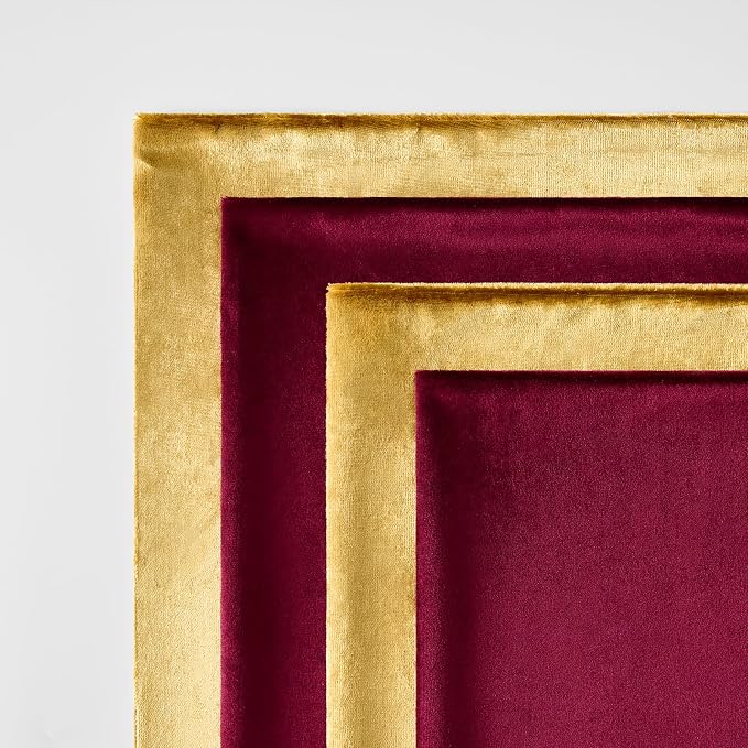 GIGIZAZA Pack of 4 Decorative Velvet Pillow Covers 18x18 Burgundy Gold | Throw Pillows for Couch Sofa,280gsm Soft Textured Fabric,Modern Accent Pillowcases,Luxury Living Room Cushion Covers