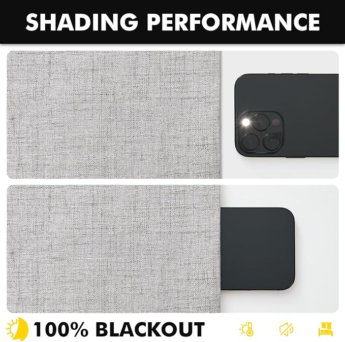 MIULEE 100% Blackout Linen Curtains 42 x 90 Inch Greyish White 2 Panels | Thermal Insulated, Room Darkening Drapes for Bedroom Living Room, Back Tab Rod Pocket Pinch Pleated, Solid Luxury Decor