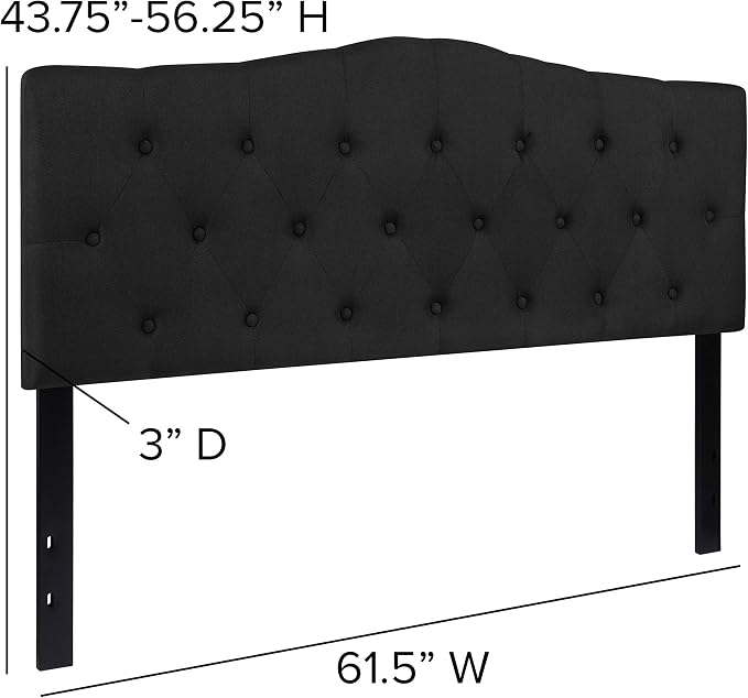 Flash Furniture Queen Tufted Fabric Headboard, Black | Adjustable Height, Easy Install, Bedroom Decor