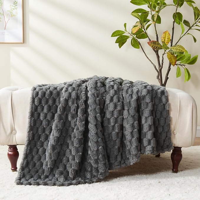 NEWCOSPLAY Fleece Clouds Cozy Twin Blanket for Couch, Grey, 60"x80" | Premium Silky Flannel Blanket, Soft Lightweight Fluffy Throw Blanket for Bed Sofa Decor, Gift for All Season Use