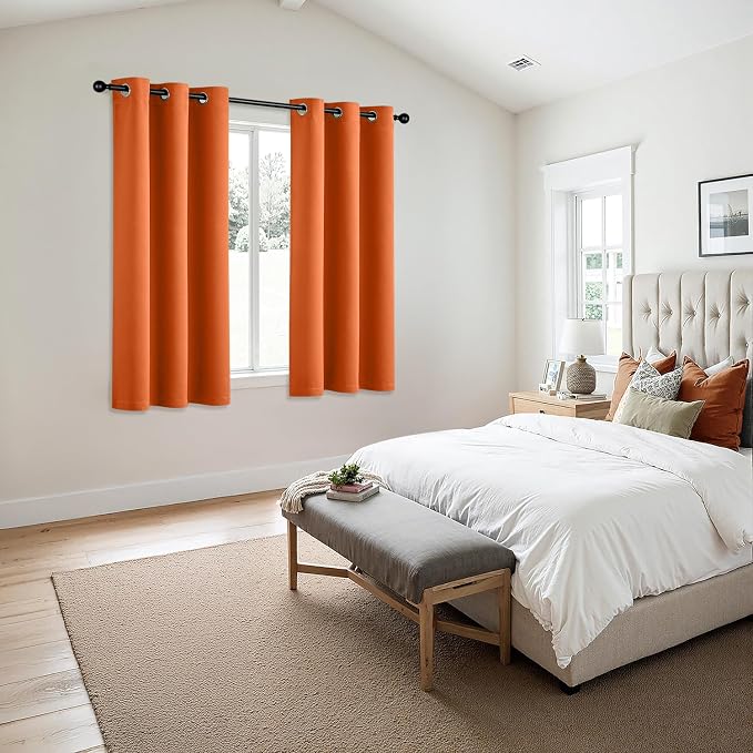 MIULEE Fall Blackout Curtains for Bedroom 2 Panels 40 x 63 Inch Long Orange | Thermal Insulated, Living Room Darkening Grommet Drapes, Noise Reducing, Light Blocking Window Treatments