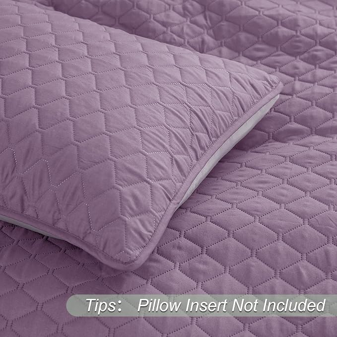 Exclusivo Mezcla Reversible California King Quilt Set, Dusty Lavender | Lightweight Bedspreads with 2 Pillow Shams, Soft Microfiber, All Season Bed Coverlets for Bedroom Guest Room, 112x104 Inch