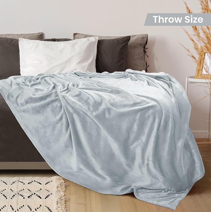 Utopia Bedding Soft Fleece Bed Blanket Throw Size Light Grey (50x60 Inch) | Microfiber Plush Warm Lightweight Breathable Cozy Blanket Anti-Static, All Season Use, Gift for Women and Men