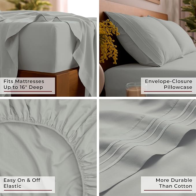 Mellanni Iconic 4-Piece, Ultra Soft Sheet Set (Queen, Spa Mint) | 10M+ Sleepers. Lab-tested: Sleeps Cool, Stays Bright, Strong, Smooth. Good Housekeeping Best Bedding, 7 yrs running.