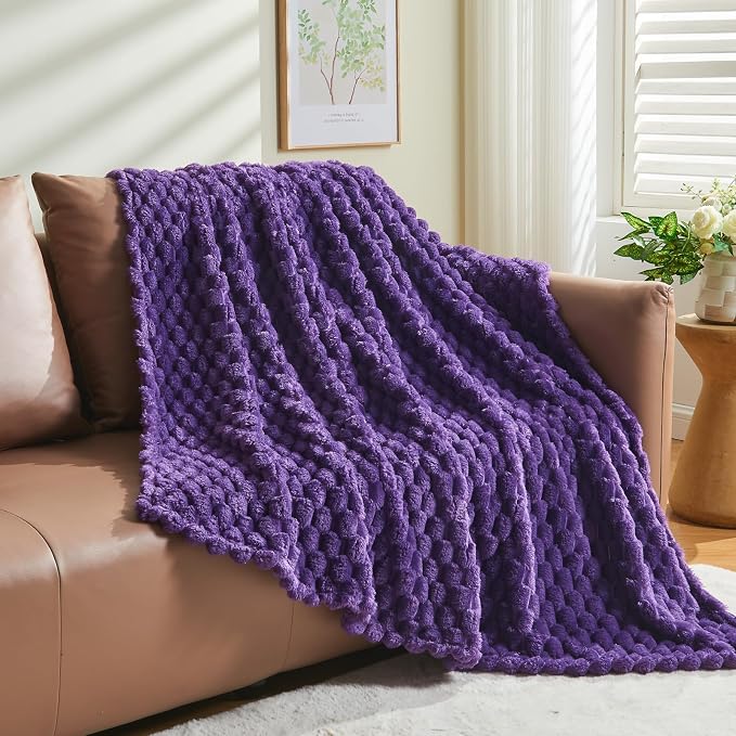 NEWCOSPLAY Fleece Clouds Cozy Twin Blanket for Couch, Purple, 60"x80" | Premium Silky Flannel Blanket, Soft Lightweight Fluffy Throw Blanket for Bed Sofa Decor, Gift for All Season Use