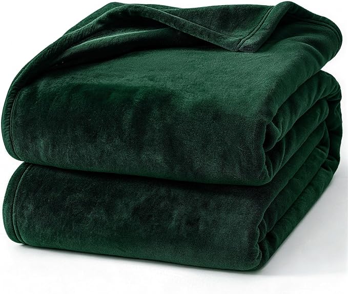 Hansleep Full Dark Green Fleece Blanket, Soft Flannel Bed Blanket | Fuzzy Cozy Blanket 84x90 Inches, Multi-use for Bed, Sofa, Couch, Travel, Camping, All Season Warm Lightweight Cover