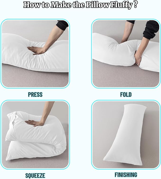Ubauba Memory Foam Body Pillow with Cover, Full Large Body Pillows Insert for Adults with Envelope Closure Pillowcase, Firm & Fluffy Long Bed Pillows for Sleeping (20x54 inch, Pure White)