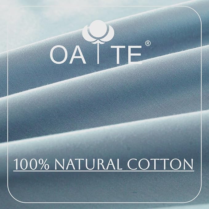 OAITE Duvet Cover Set 100% Washed Cotton Solid 3pcs | Soft,Durable,Long-staple Cotton,Hidden Zipper with 8 Interior Corner Ties,2 Pillowcases