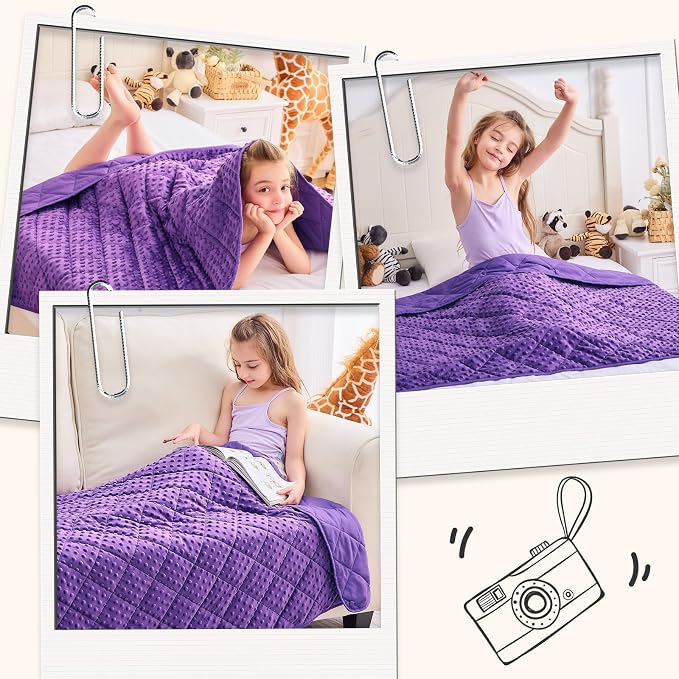 yescool Purple Weighted Blanket 3 lb Small Weighted Lap Blanket for Girls, Cooling Weighted Throw Blankets Minky Heavy Blankets, for 20-45lbs, 36 * 48in