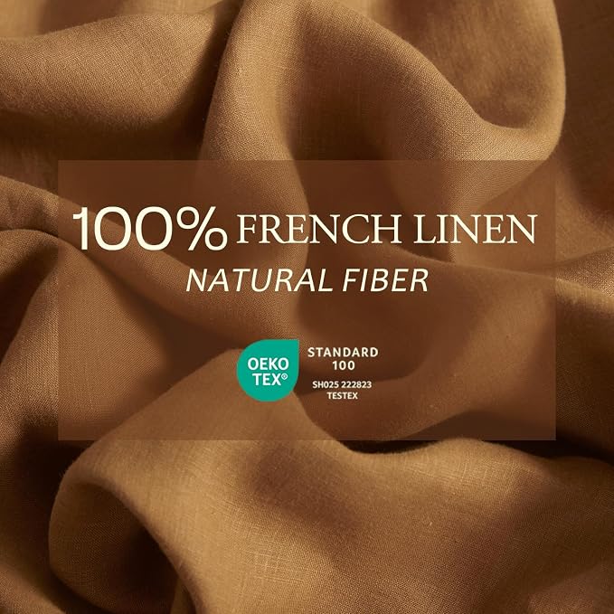 DAPU 100% French Linen Duvet Cover 3Pcs Set, 170GSM Linen Bedding, King | Soft Breathable All-Season for Hot sleepers, Corner Ties & Zipper Closure, French Linen Flax from Normandy, Earthy Linen
