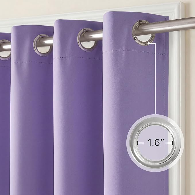 NICETOWN Lavender Purple Blackout Curtains for Bedroom 42" x 63" 2 Panels | Thermal Insulated Grommet Draperies Panels, Light Blocking Noise Reducing Room Darkening for Kitchen Living Room Home Decor