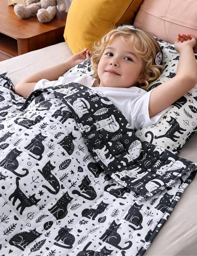 YnM Weighted Blanket Queen(60"x80" 12lbs) Washable Soft Heavy Blanket Throw for All-Season Weighted Blanket for Sleeping,Throw Size Breathable Blanket with Premium Glass Bead(Cat)