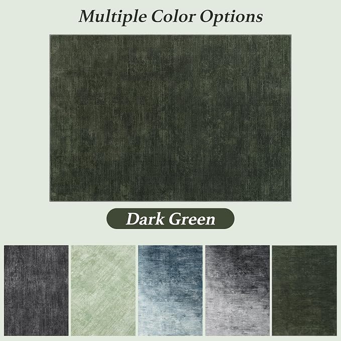 2.7x8 Washable Runner Rugs, Dark Green Stainproof Non-Slip for Hallway | Low pile, stain-resistant & non-slip backing, pet & kids friendly for hallway kitchen bedroom(2.7x8,Dark Green)