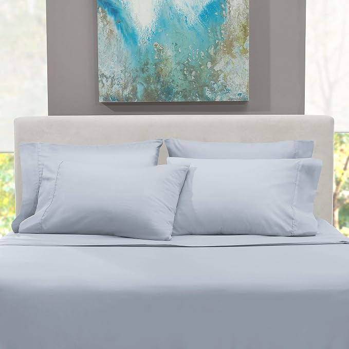 Hearth & Harbor Extra Deep Pocket Sheets - Fits Mattress 18-24 Inches Deep - Extra Deep Pocket Twin XL Sheets Sets - 4 Piece Twin XL Size - Ice Blue
