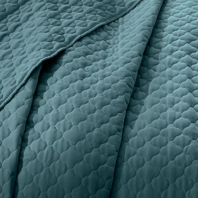 HORIMOTE HOME Quilt Twin Size Teal Blue, Lightweight Quilt for Summer Ultra-Soft Microfiber Modern Style Quilted Clouds Pattern Bedspread Quit Set 2 Pieces (1 Quilt and 1 Pillow Sham)