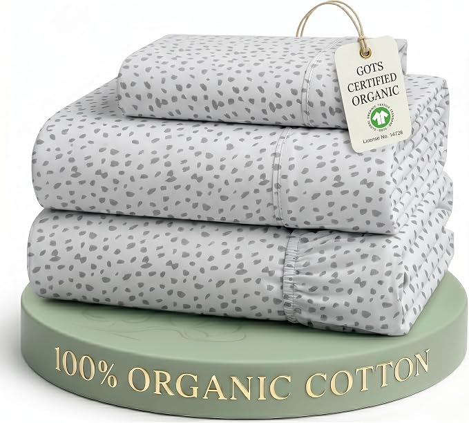 LANE LINEN Twin Sheets 100% Organic Cotton Soft 3pc Percale - Haze Grey | Twin Sheet Set, Pure Long-Staple Organic Cotton - For Dorm & Guest Rooms, Naturally Cooling & Lightweight, Great For Gifting