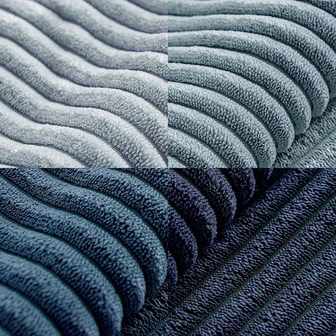 MIULEE Dusty Blue Navy Farmhouse Throw Pillow Covers 18x18 Inch Set of 4 Boho Patchwork Gradient Cushion Cases Western Modern Pillow Cases Corduroy Home Decor for Couch Sofa Living Room Bed