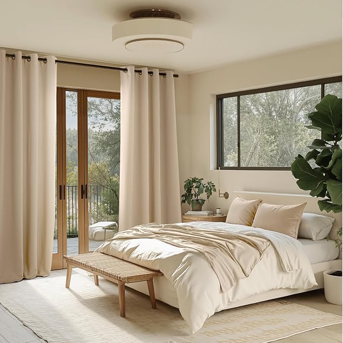 NICETOWN Beige Room Darkening Curtains 90 Inches Long 2 Panels for Living Room, Bedroom, Nursery Summer Thermal Insulated Blackout Drapes Grommet Noise Reducing Window Curtains, W40