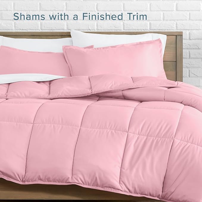 Bare Home Queen Comforter Set - 1800 Ultra Soft (Queen, Light Pink) | All-Season, Breathable, Hypoallergenic, Premium 1800, Warm, Cozy