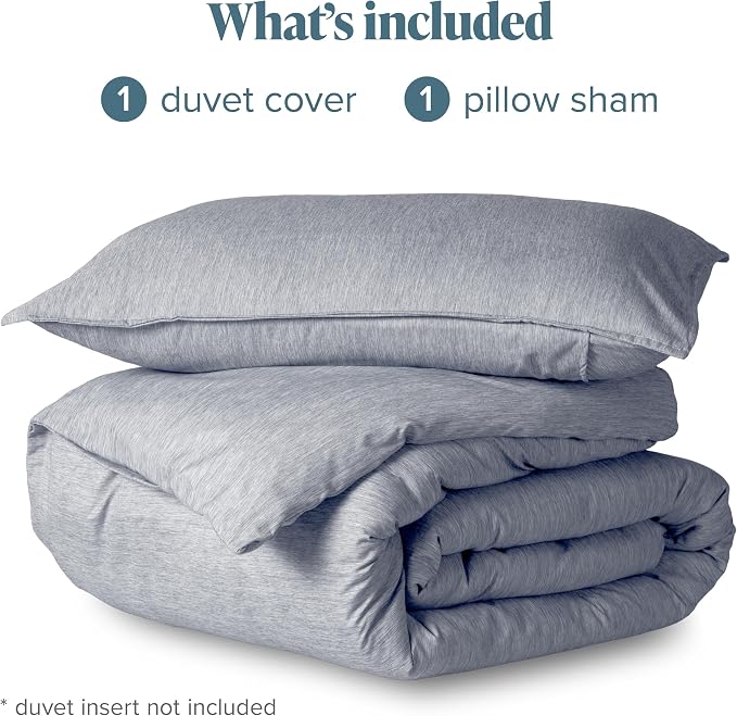 Bare Home Duvet Cover Set (Twin/Twin XL, Heathered Midnight Blue) | 1800 Ultra-Soft, Lightweight, Cooling, Breathable, Premium, All-Season