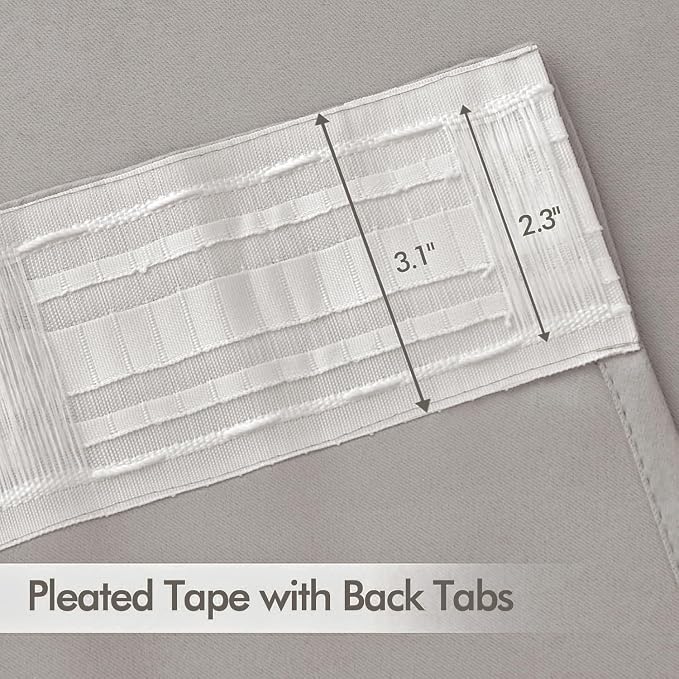 MIULEE Cobblestone Back Tab Blackout Curtains 52x120 Inch Long 2 Panels Set | Rod Pocket Pinch Pleated, Thermal Insulated, Bedroom Living Room Darkening Privacy Drapes, Extra Long Light Blocking Curtains