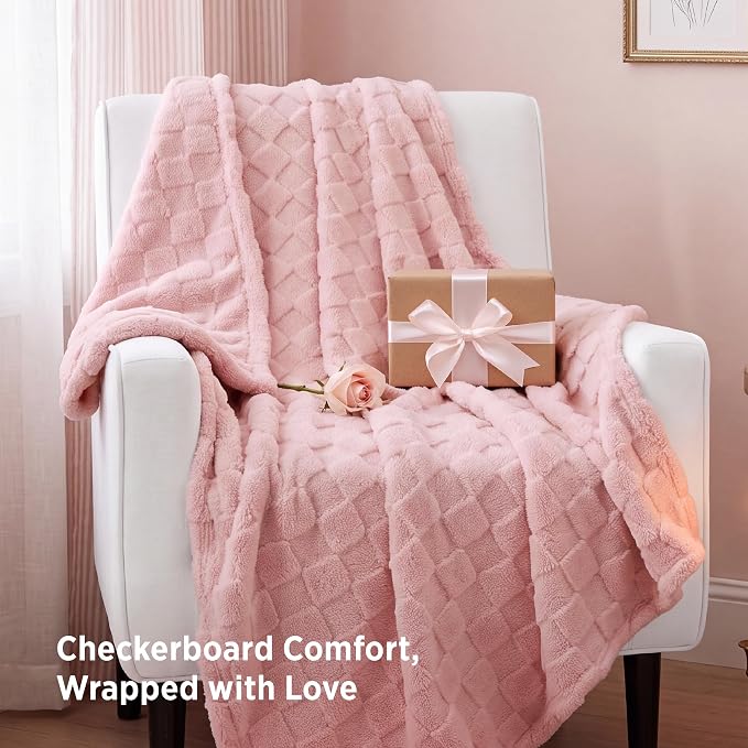 Bedsure GentleSoft Throw Blanket for Couch - Super Soft Cozy Blankets Gifts, Cute Small Fleece Throws for Bedroom Home Decor, Pink, 50x70 Inches