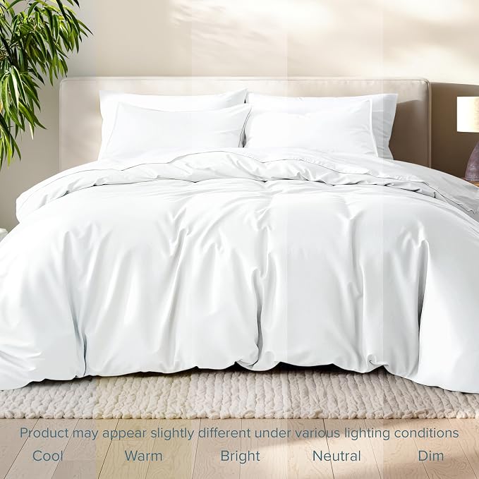 Bare Home Duvet Cover Set 1800 Ultra-Soft (King, White) | Lightweight, Cooling, Breathable, Premium 1800 Ultra-Soft, All-Season