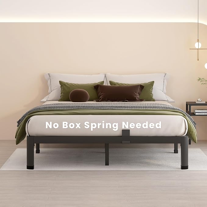 MAF 7 Inch Full Size Metal Platform Bed Frame with Round Corner Legs | Mattress Slide Stopper, 3000 LBS Heavy Duty Steel Slats Support, Noise Free, No Box Spring Needed, Easy Assembly, Anti-Slip