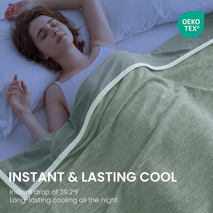 Topcee Cooling Blanket(90"x108"King Size) for Night Sweats Absorbs Heat to Keep Adults Cool on Warm Nights, Q-Max 0.5 Cooling Blankets for Hot Sleepers, Ultra-Cool Lightweight Blanket for Bed | Absorbs Heat Cold Summer Blanket for Night Sweats & Menopa...