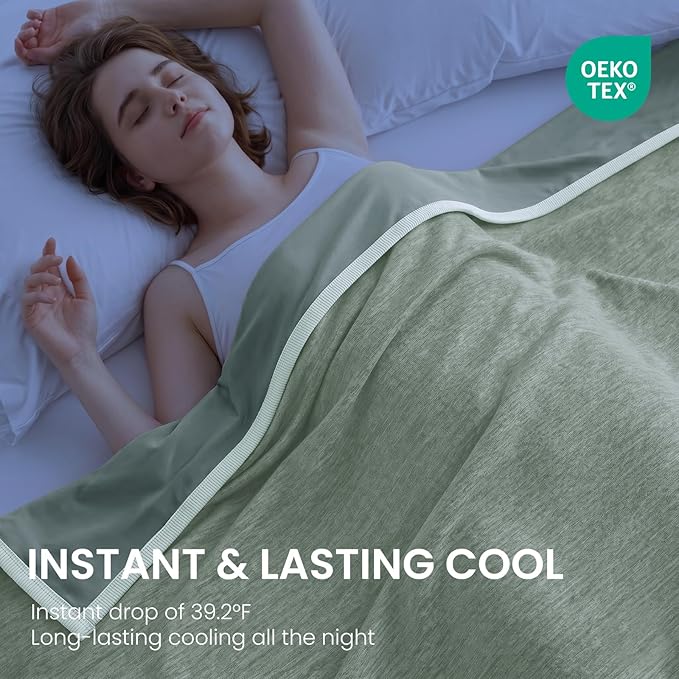 Topcee Cooling Blanket (90"x90"Queen Size) for Night Sweats Absorbs Heat to Keep Adults Cool on Warm Nights, Q-Max 0.5 Cooling Blankets for Hot Sleepers, Ultra-Cool Lightweight Blanket for Bed | Absorbs Heat Cold Summer Blanket for Night Sweats & Menop...