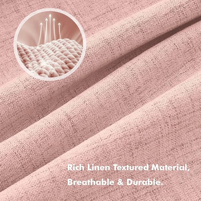 MIULEE 100% Blackout Linen Curtains 42 x 84 Inch Blush Pink 2 Panels | Thermal Insulated, Room Darkening Drapes for Bedroom Living Room, Back Tab Rod Pocket Pinch Pleated, Solid Luxury Decor