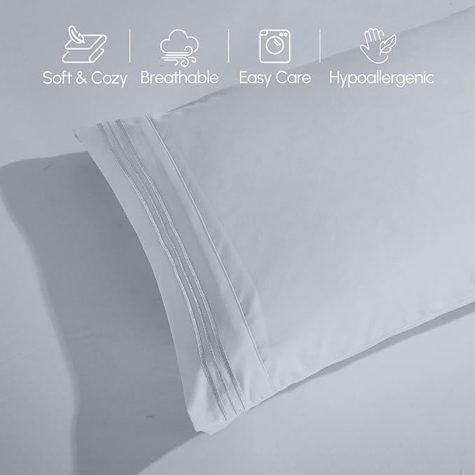 Elegant Comfort Luxury 1500 Premium Hotel Quality Microfiber 4-Piece Sheet Set - Wrinkle Resistant, All Around Elastic Fitted Sheet, Deep Pocket up to 16", Full, Silver Grey