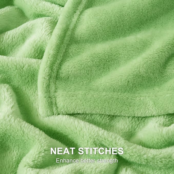 Hansleep Throw Grass Green Fleece Blanket, Soft Flannel Bed Blanket | Fuzzy Cozy Blanket 50x60 Inches, Multi-use for Bed, Sofa, Couch, Travel, Camping, All Season Warm Lightweight Cover