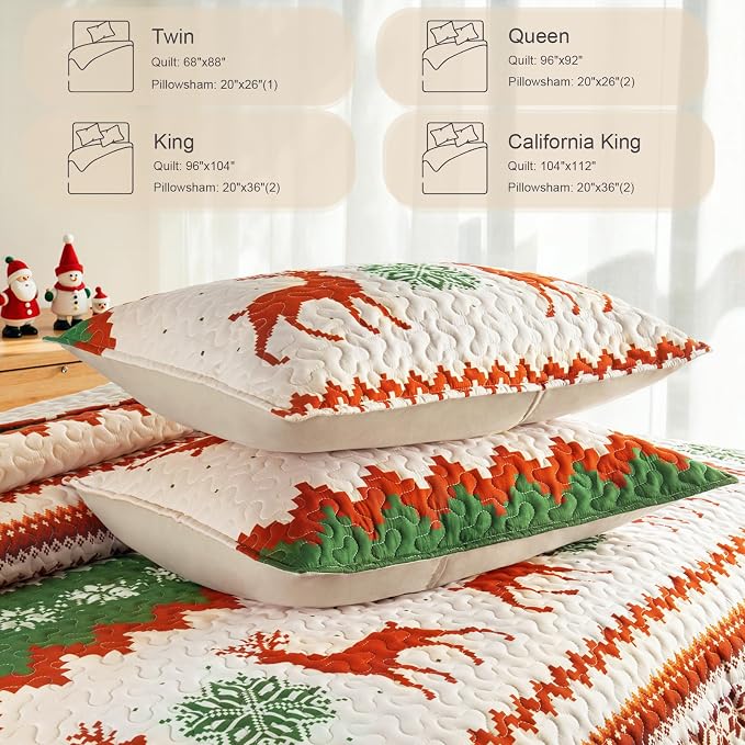 Whale Flotilla Patchwork Quilt King Size, Extra Soft Floral Bedspreads | Happy Snowflake Reversible Lightweight King Quilt Bedding Set for Bed, Printed Coverlets with 2 Pillow Shams for All Seasons