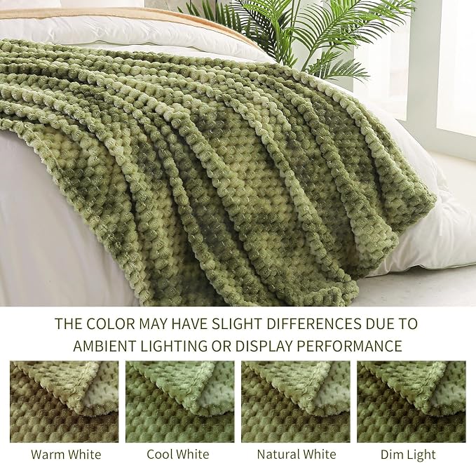 Exclusivo Mezcla 3D Fleece Queen Size Blanket for Bed, Tie-dye Olive | Extra Soft Fuzzy Plush Lightweight Bed Blankets, Cozy Fluffy Decorative Blankets for All Seasons, 90x90 Inches