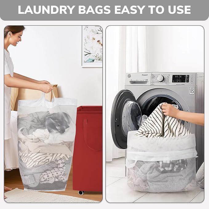 Goodpick 75L Collapsible Laundry Baskets with Wheels and Removable Wash Bag | Rolling Laundry Hamper with Handle for College Dorm and Laundry Room, Laundry Hamper on Wheels, Red