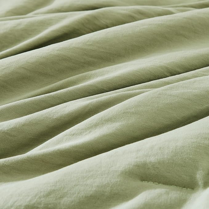 Oversized Queen Comforter Set -7 Pieces Soft Bed in a Bag Queen Bedding Set | Prewashed All Season Comforter with Sheets, Pillow Shams & Pillowcases, Sage Green