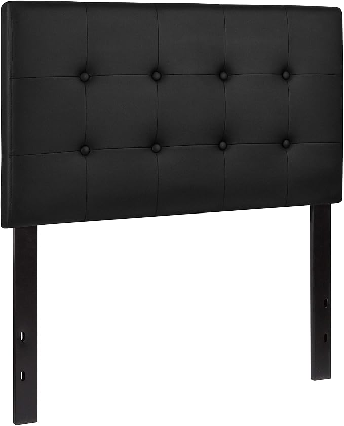 Flash Furniture Twin Tufted Vinyl Headboard, Black | Adjustable Height, Easy Install, Bedroom Decor