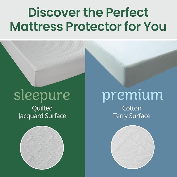 SafeRest Sleepure Waterproof Mattress Protector Crib Size | Viscose Derived from Bamboo, Fitted with Stretchable Pockets, Machine Washable, Cotton Crib Mattress Cover for Bed