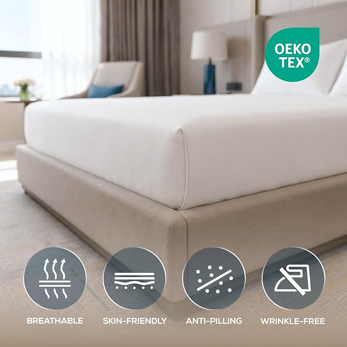 Bulk 24-Pack Queen Flat Sheet Only, Hotel Top Sheet for Resort, White | Commercial Grade Sheet, Ultra Soft Microfiber, Breathable Fabric, Wrinkle And Fade Resistant, Easy Care