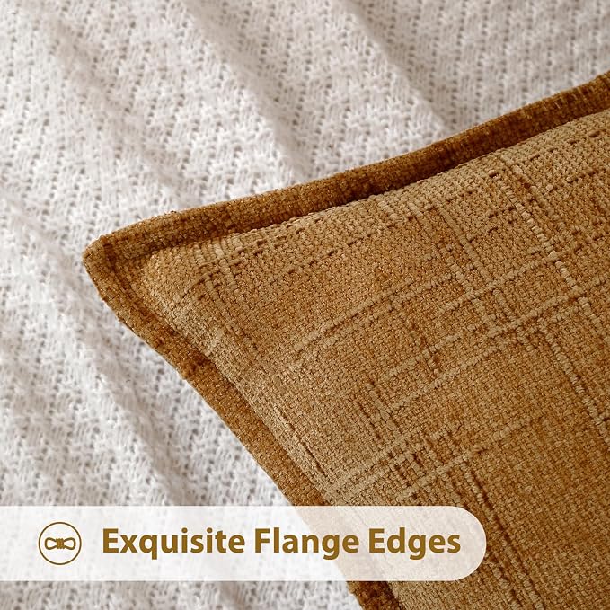 HPUK Chenille Throw Pillow Covers 18x18 Inch, Soft Woven Texture, Set of 2 | Plush woven texture, invisible zipper, couch sofa bed bedroom living room decor, square cushion covers, inserts not included