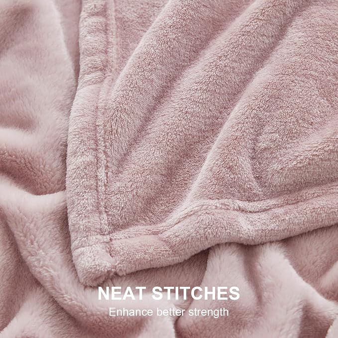 Hansleep Throw Pink Fleece Blanket, Soft Flannel Bed Blanket | Fuzzy Cozy Blanket 50x60 Inches, Multi-use for Bed, Sofa, Couch, Travel, Camping, All Season Warm Lightweight Cover