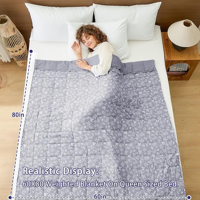 yescool 25 lbs Weighted Blanket Queen Size for Adults (60”x 80”, Dove Grey) Cooling Heavy Blanket for Sleeping Perfect for 240-260 lbs, Winter Thick Breathable Blanket with Premium Glass Bead