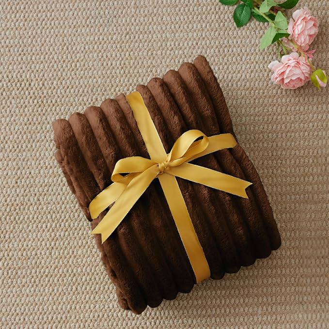 BEDELITE Ribbed Fleece Throw Blanket for Couch, Chocolate Brown, 50"x70" | Ultra-Soft Plush Fleece, Warm Yet Lightweight, Ribbed Texture, Home Decor, Machine Washable, Giftable, All-Season Use