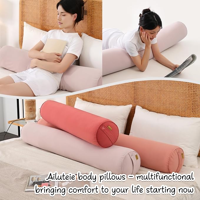 Body Pillow for Adults,Long Round Pillow,Big Cylindrical Pillow,Large Full Bolster Pillows for Side Sleepers (Purple, 39.37"*7.87")