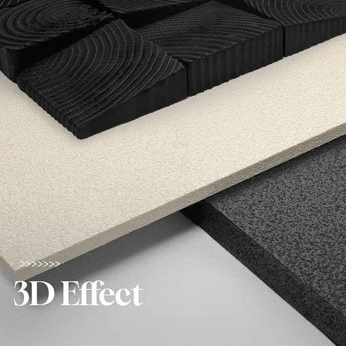 Large Wood Abstract Wall Art for Living Room, Modern 3D Artwork for Walls | Black and white textured paintings, Big woodern layered sculpture, Bedroom dining room office wall decor aesthetic