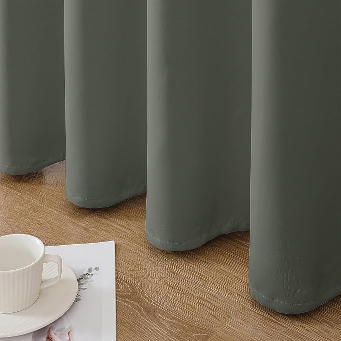 Joydeco Blackout Curtains 84 Inch Length 2 Panels Set, Thermal Insulated Long Curtains& Drapes 2 Burg, Room Darkening Grommet Drapes for Bedroom Living Room Window (Sage Green, W52 x L84 Inch)