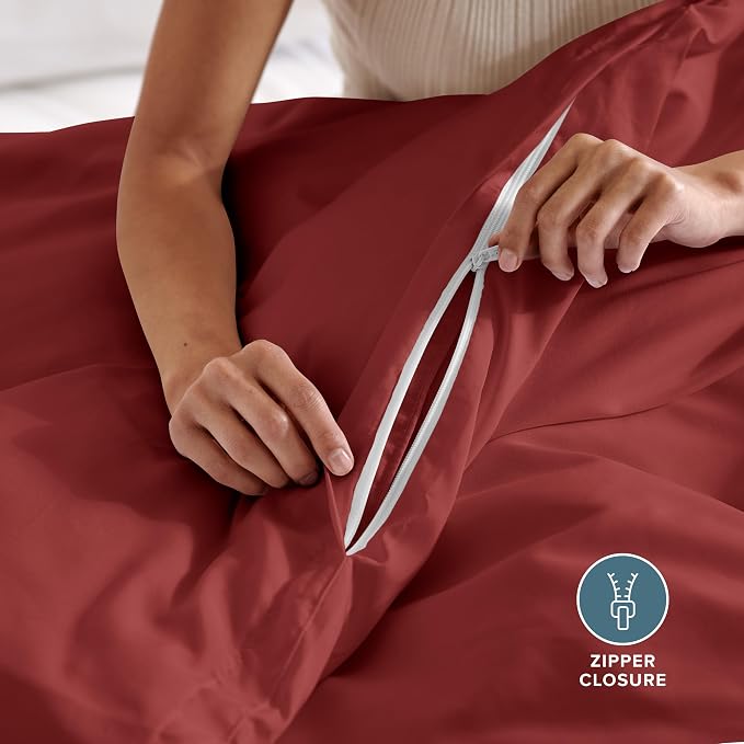 Bare Home Duvet Cover Set 1800 Ultra-Soft (California King, Rosewood) | Lightweight, Cooling, Breathable, Premium 1800 Ultra-Soft, All-Season