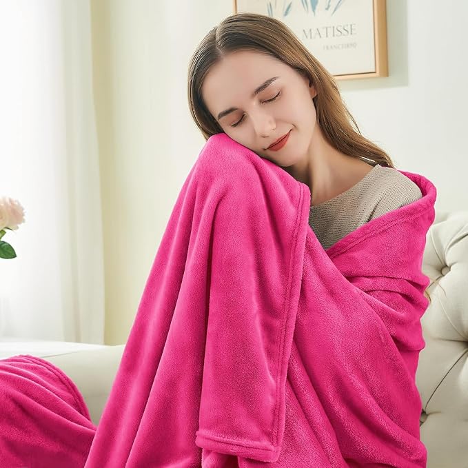BEDELITE Fleece Blanket Soft Plush Throw for Couch Hot Pink 50"x70" | Ultra Soft Fleece, Plush Microfiber, Lightweight Warmth, All Season Comfort, Fade Resistant, Machine Washable, Couch Sofa Bed