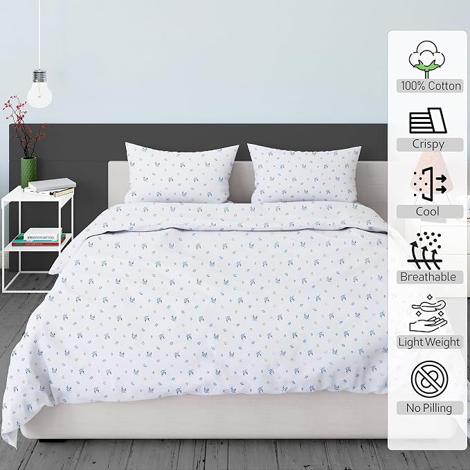 RUVANTI 100% Cotton Percale Sheets Twin XL, Phulkari | Crisp Cooling, Deep Pocket 16", Soft Breathable & Durable, Hotel-Style, 3 Piece Set